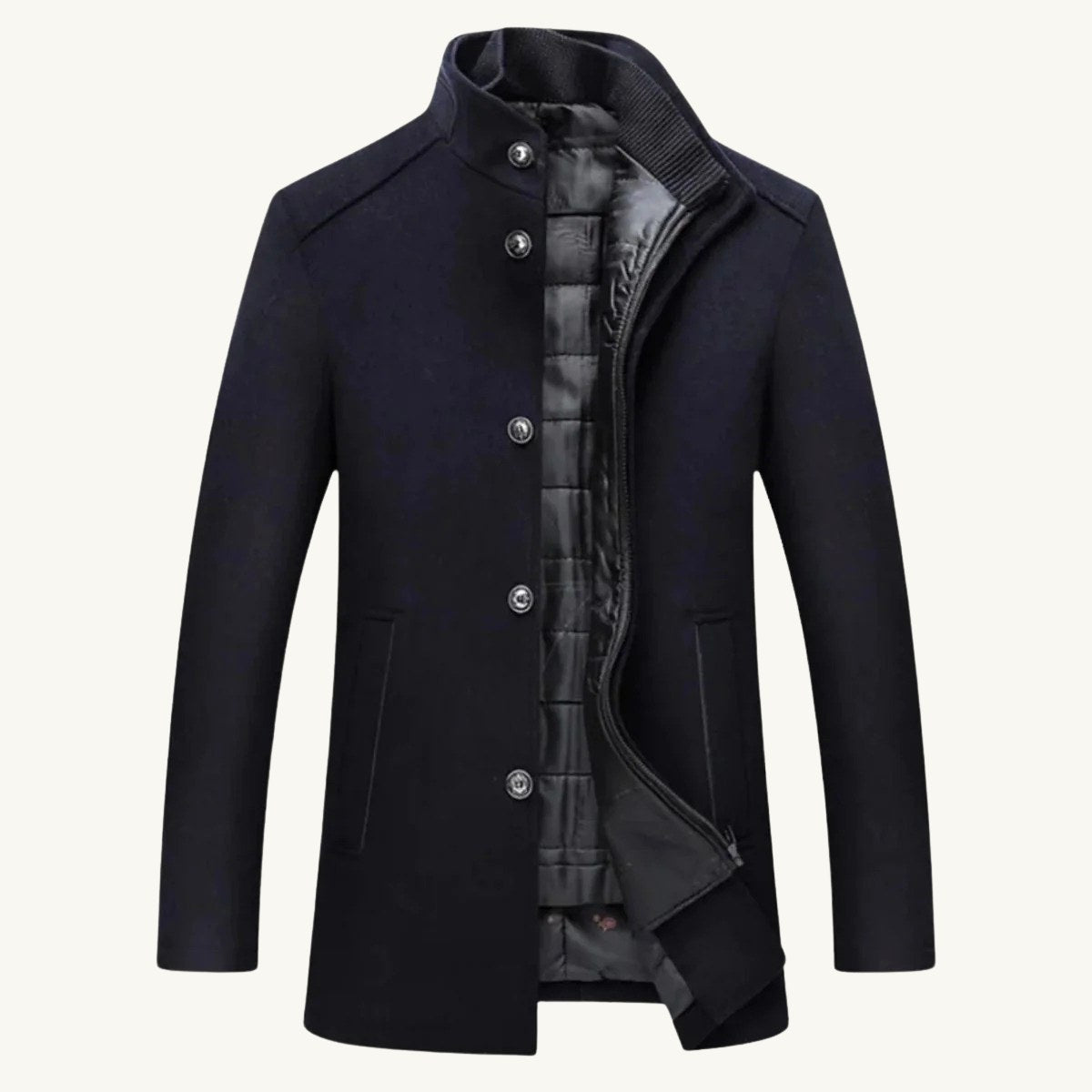 Tucker | Men's Wool Blend Tailored Trench Coat, Classic Formal Coat | Animated Apparel