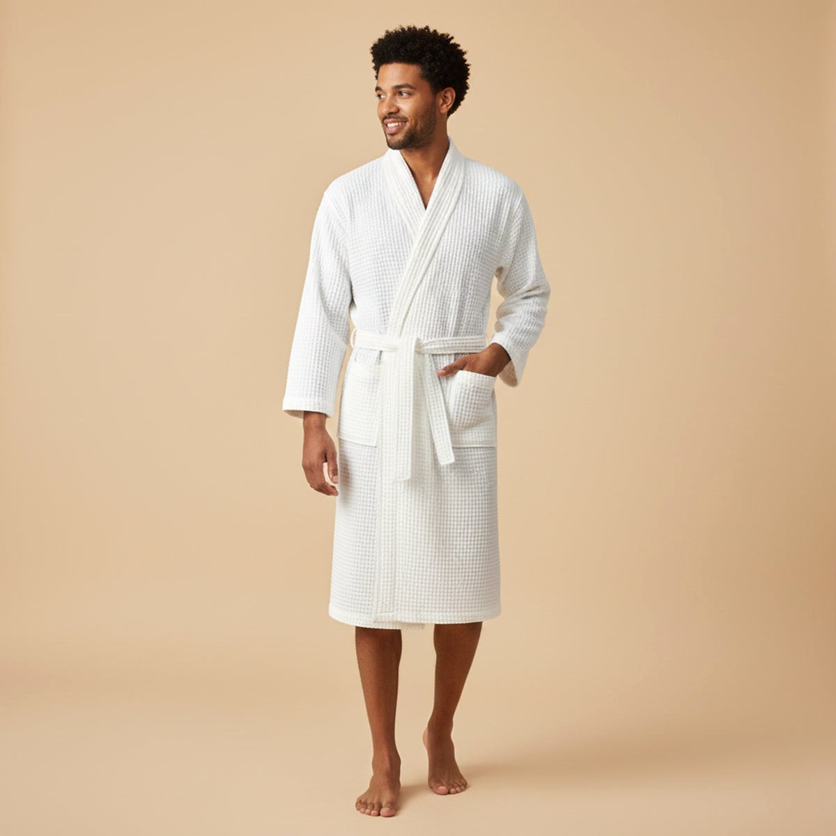 Tyler | Men's Cotton Waffle Lightweight Bathrobe, Spa Robe with Belt | Animated Apparel
