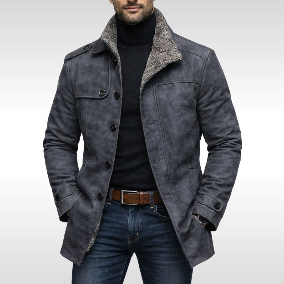 Tyler | Men's Fleece-Lined Coat, Warm Autumn Coat | Animated Apparel | Grey