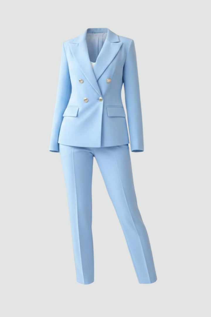 Valerie | Women's Tailored Blazer Suit, High-Waisted Trouser Suit | Animated Apparel | Light Blue