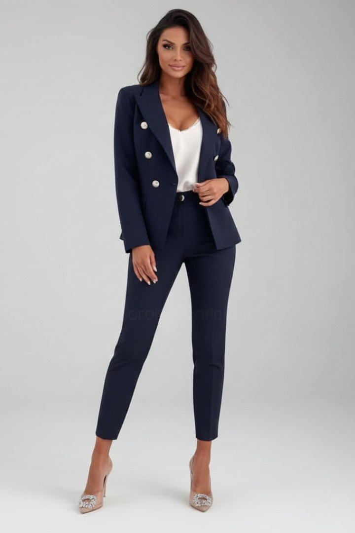 Valerie | Women's Tailored Blazer Suit, High-Waisted Trouser Suit | Animated Apparel | White