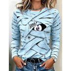 Vanessa | Women's Long-Sleeve Halloween Graphic Top, Playful Festive Blouse | Animated Apparel | Pink