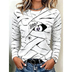 Vanessa | Women's Long-Sleeve Halloween Graphic Top, Playful Festive Blouse | Animated Apparel