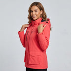 Victoire | Women's Hooded Heated Jacket with USB Power, Adjustable Temperature Jacket | Animated Apparel | Coral Red