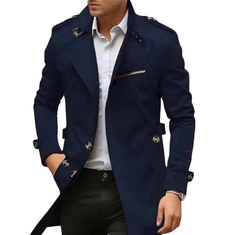 Vincent | Men's Collared Transitional Jacket, Zip and Button Closure Coat | Animated Apparel