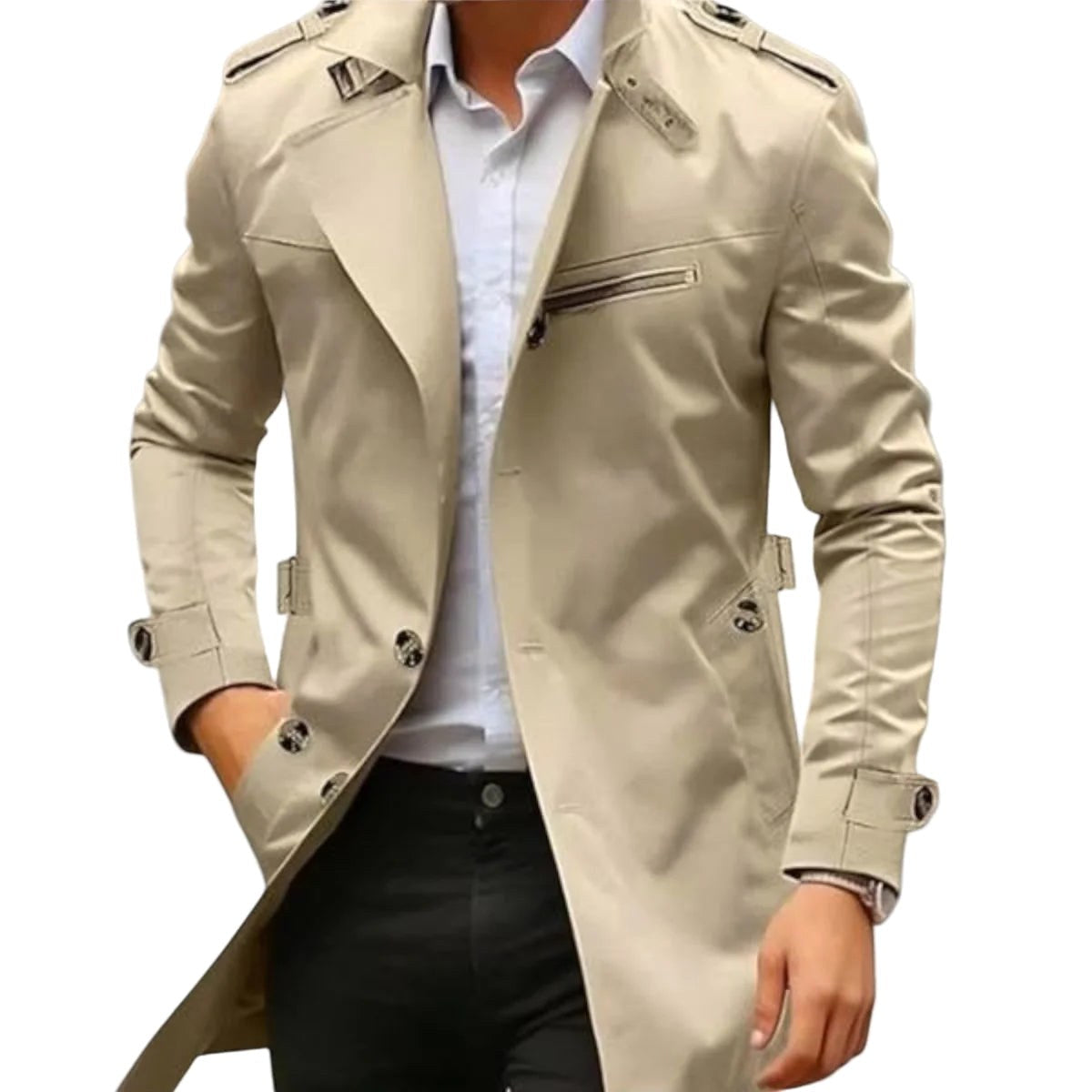 Vincent | Men's Collared Transitional Jacket, Zip and Button Closure Coat | Animated Apparel