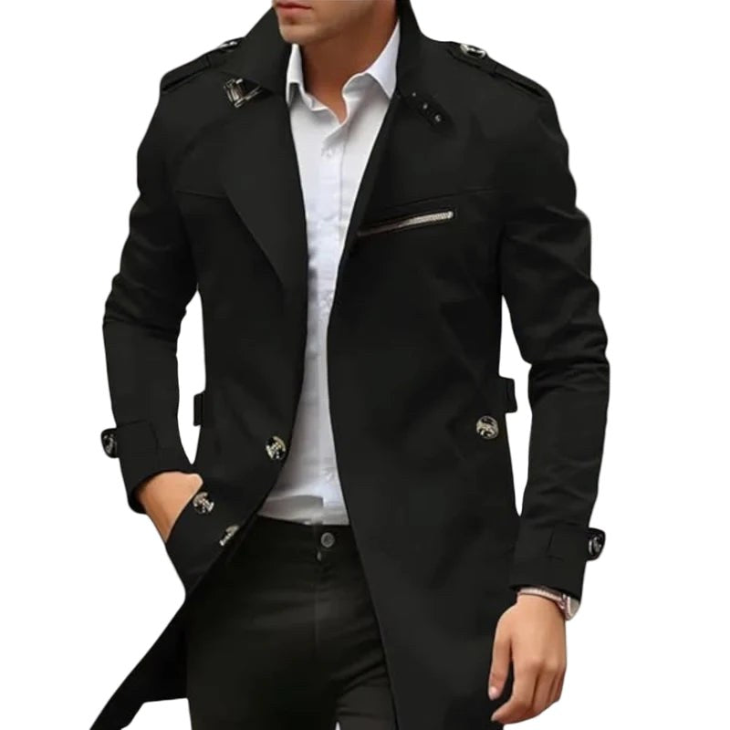 Vincent | Men's Collared Transitional Jacket, Zip and Button Closure Coat | Animated Apparel