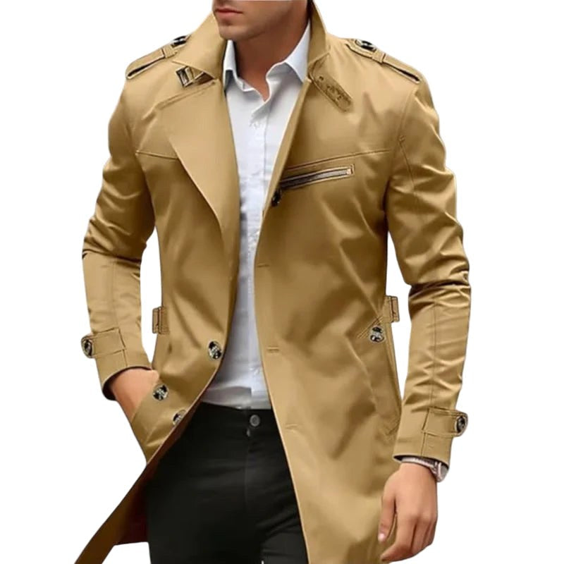 Vincent | Men's Collared Transitional Jacket, Zip and Button Closure Coat | Animated Apparel