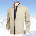 Christian | Men's Knitted Gilet with Full-Length Zip, Stand-Collar Layering Gilet | Animated Apparel | Beige