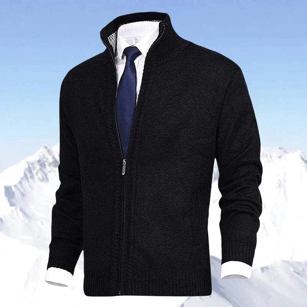 Christian | Men's Knitted Gilet with Full-Length Zip, Stand-Collar Layering Gilet | Animated Apparel