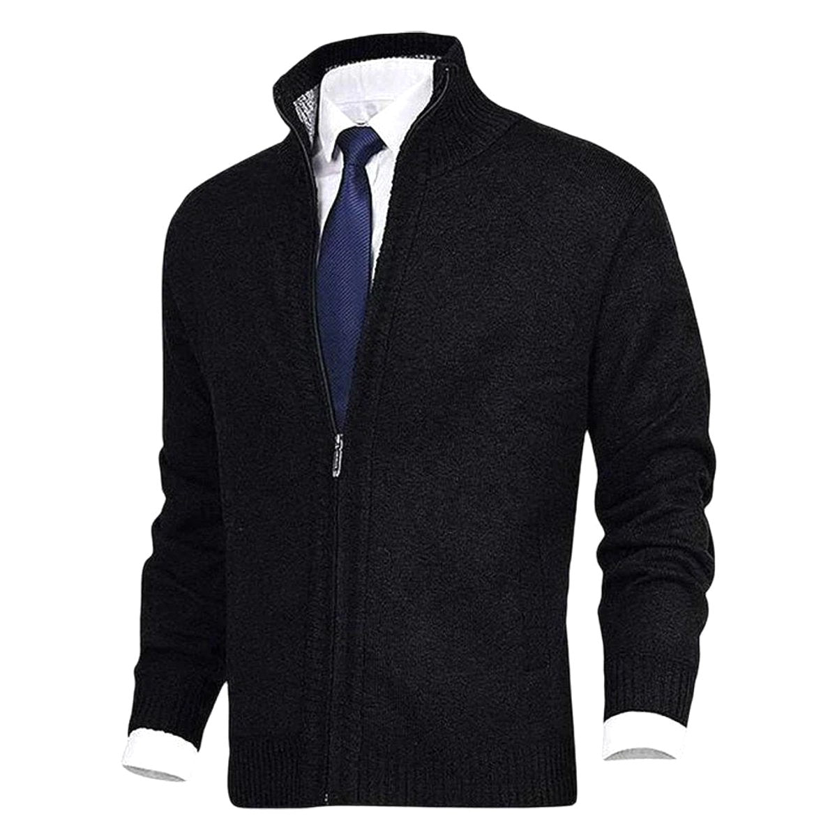 Christian | Men's Knitted Gilet with Full-Length Zip, Stand-Collar Layering Gilet | Animated Apparel