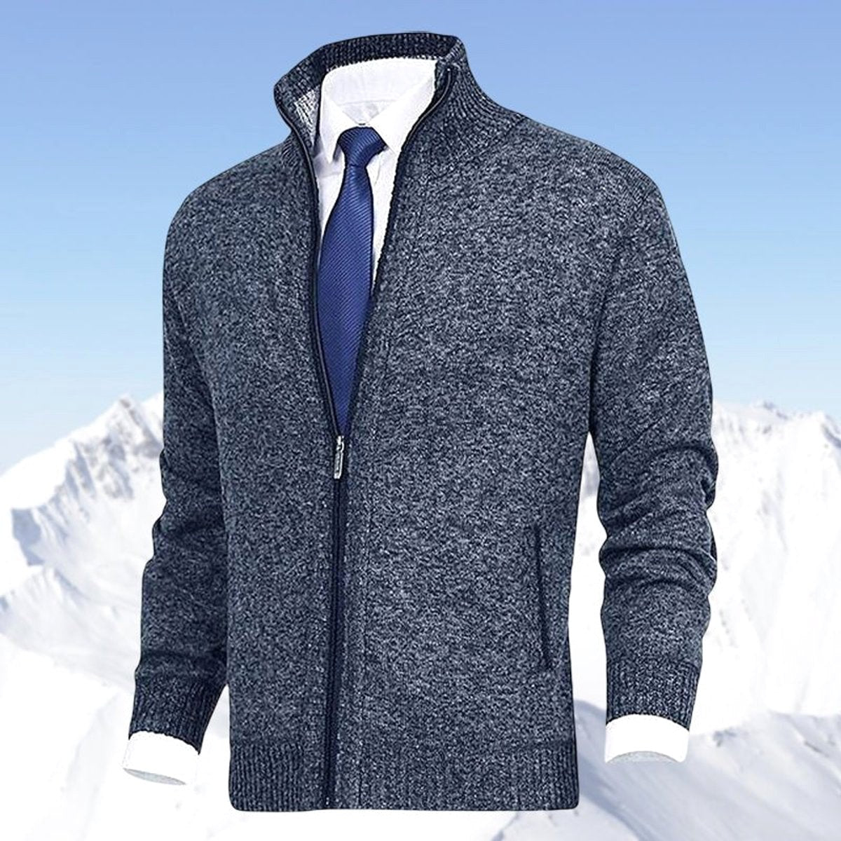 Christian | Men's Knitted Gilet with Full-Length Zip, Stand-Collar Layering Gilet | Animated Apparel