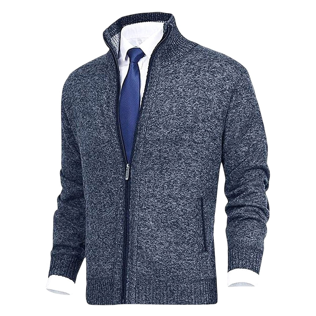 Christian | Men's Knitted Gilet with Full-Length Zip, Stand-Collar Layering Gilet | Animated Apparel