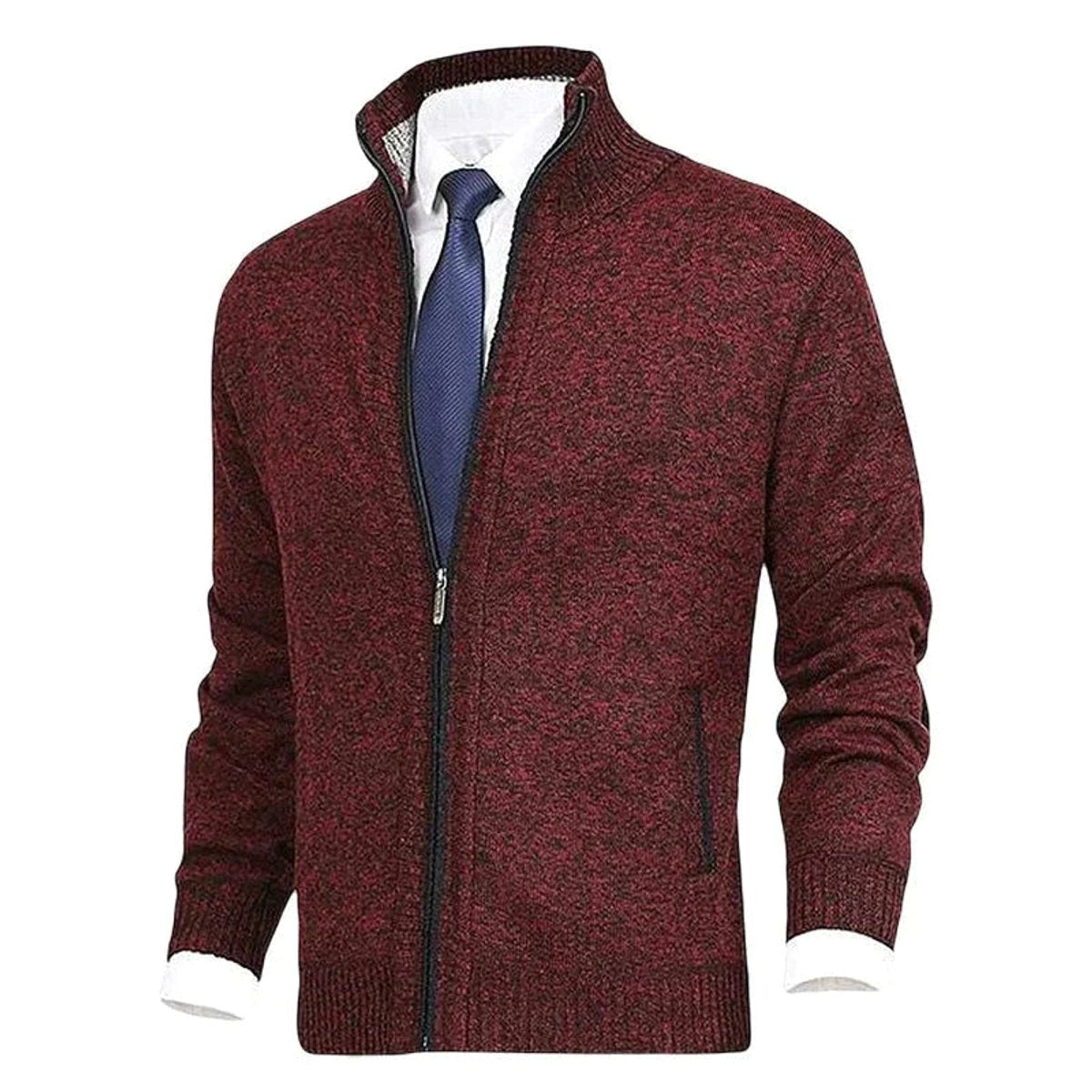 Christian | Men's Knitted Gilet with Full-Length Zip, Stand-Collar Layering Gilet | Animated Apparel