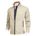 Christian | Men's Knitted Gilet with Full-Length Zip, Stand-Collar Layering Gilet | Animated Apparel | Light Gray