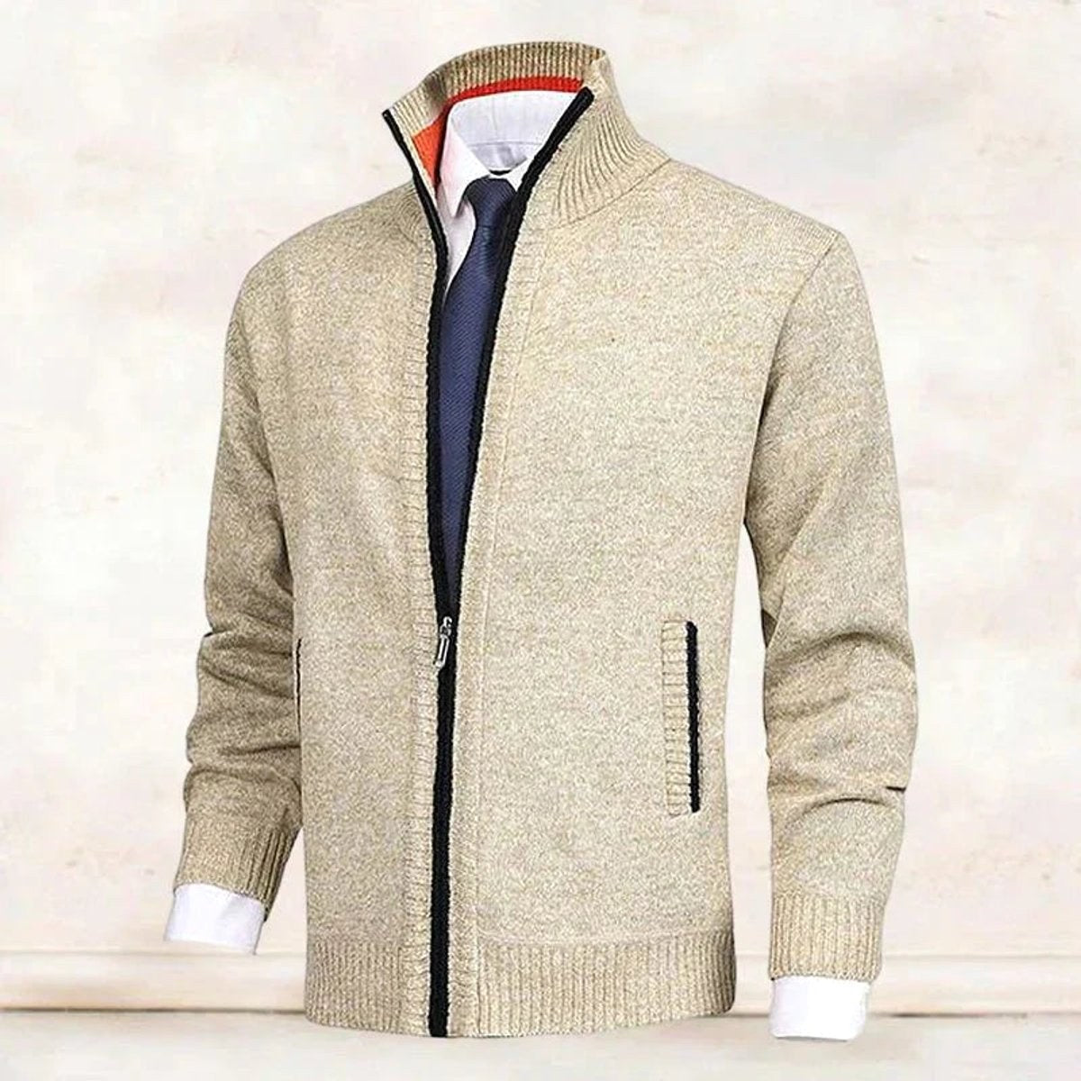 Christian | Men's Knitted Gilet with Full-Length Zip, Stand-Collar Layering Gilet | Animated Apparel | Dark Gray
