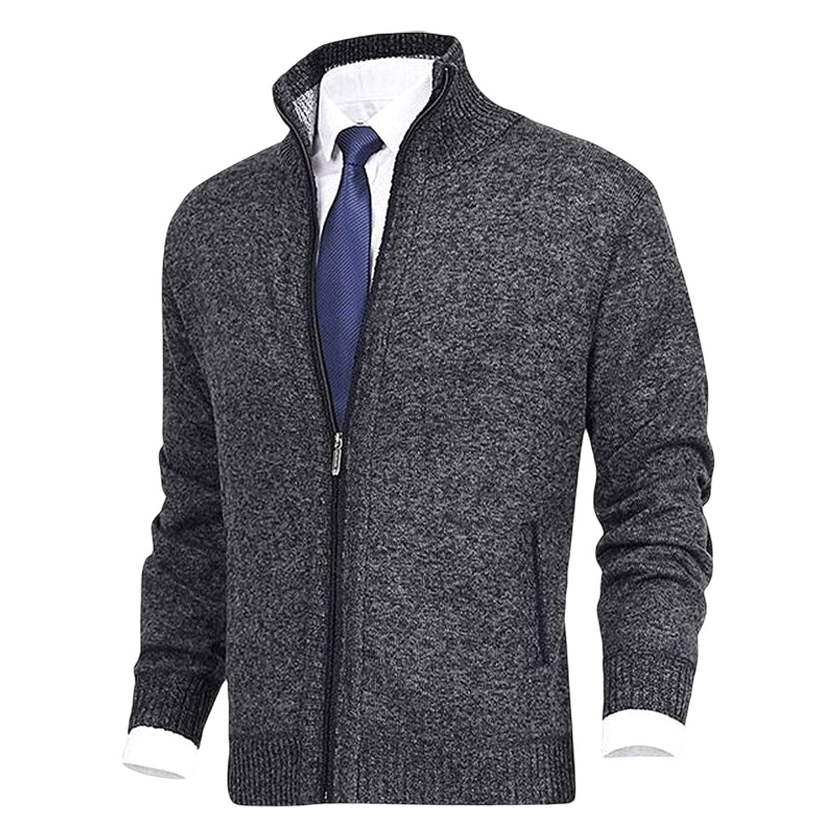 Christian | Men's Knitted Gilet with Full-Length Zip, Stand-Collar Layering Gilet | Animated Apparel