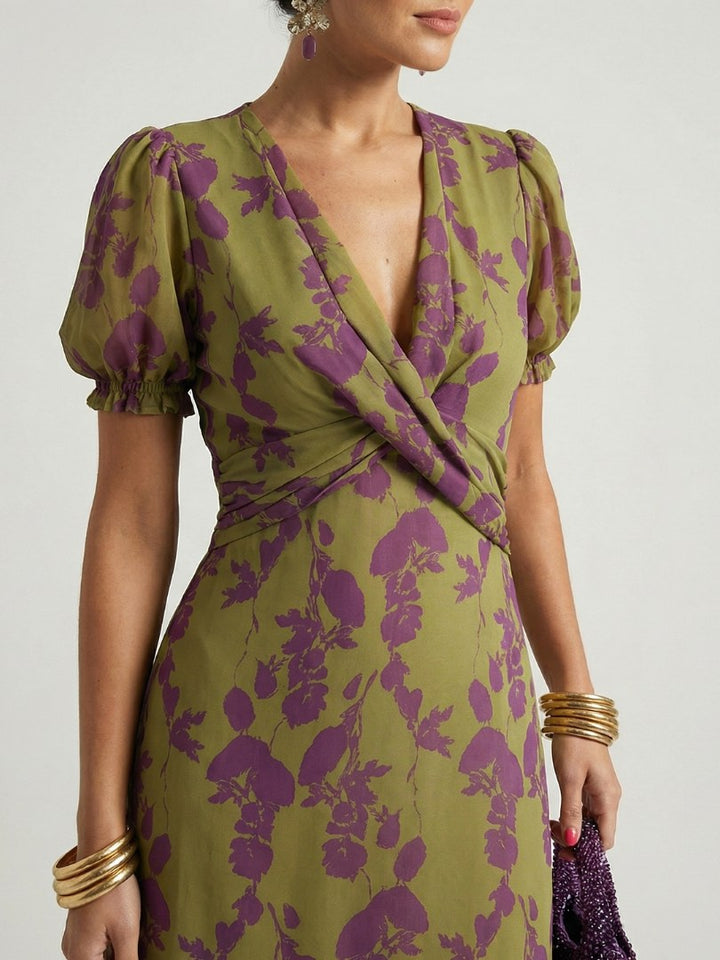Virel | Women's Floral Wrap Midi Dress - image 3