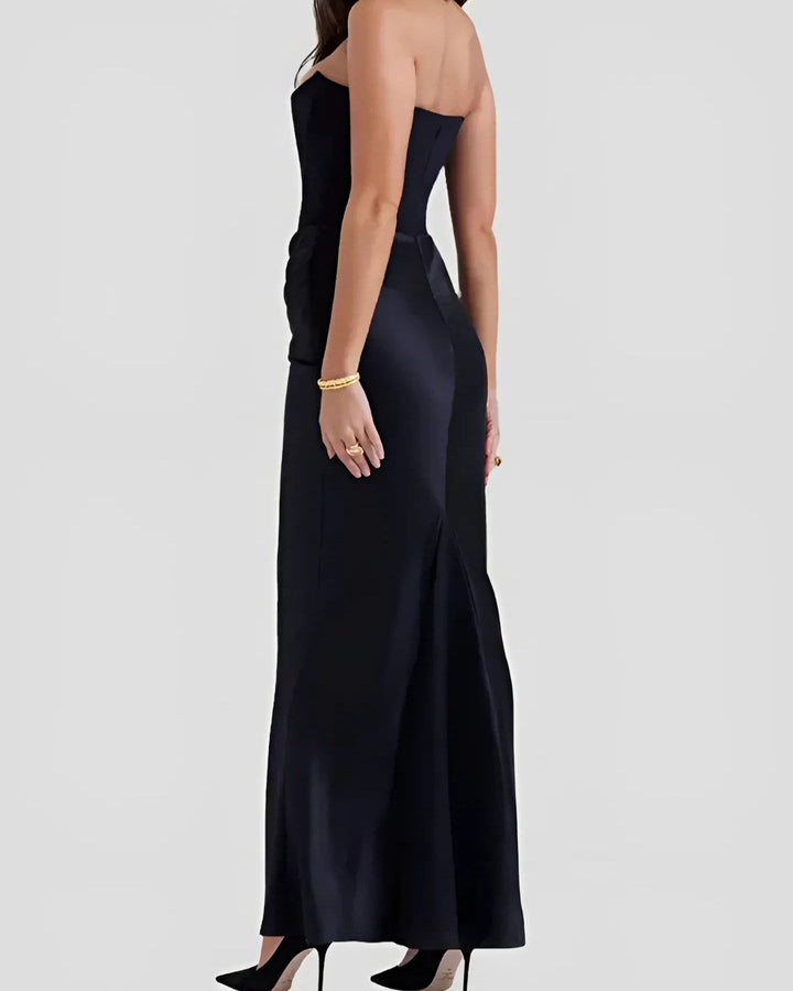 Viviane | Women's Strapless Draped Maxi Dress, Corset-Bodice Evening Dress | Animated Apparel | White