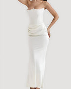 Viviane | Women's Strapless Draped Maxi Dress, Corset-Bodice Evening Dress | Animated Apparel