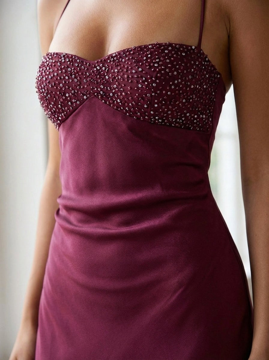 Vivienne | Women's Beaded Halter Maxi Dress - image 10