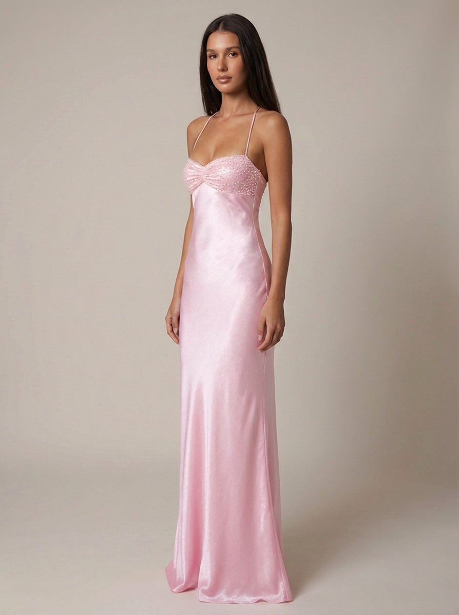 Vivienne | Women's Beaded Halter Maxi Dress - image 2