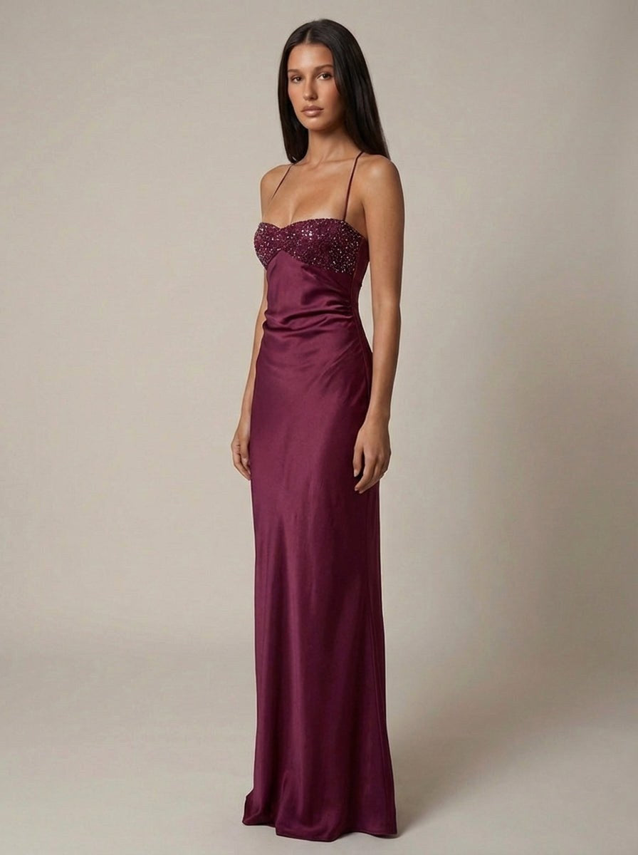 Vivienne | Women's Beaded Halter Maxi Dress - image 7
