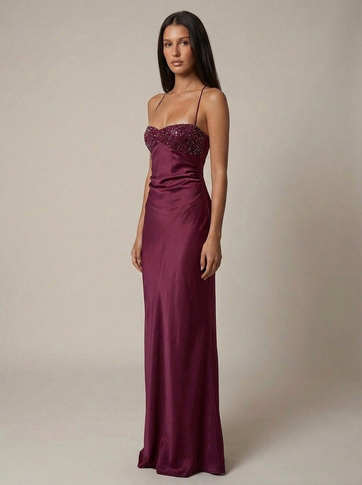 Vivienne | Women's Beaded Halter Maxi Dress - image 7