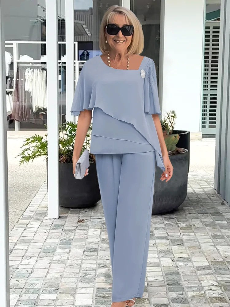 Vivienne | Women's Chiffon Cape Two-Piece Set - image 3