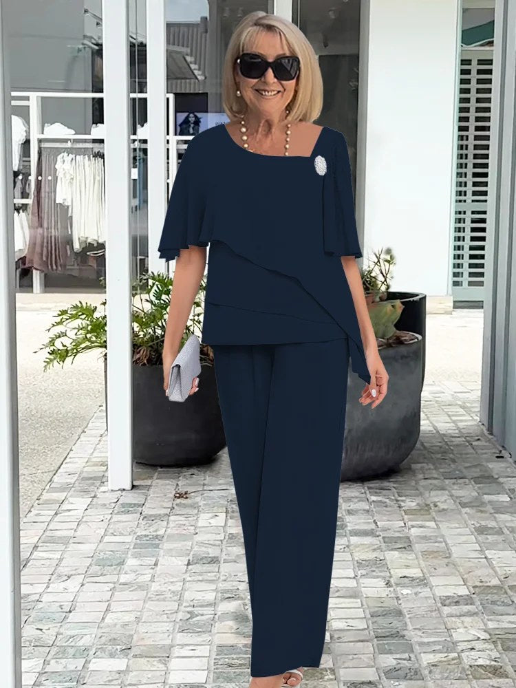 Vivienne | Women's Chiffon Cape Two-Piece Set - image 4