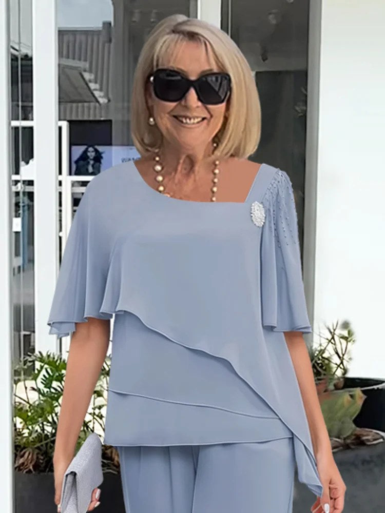 Vivienne | Women's Chiffon Cape Two-Piece Set - image 5