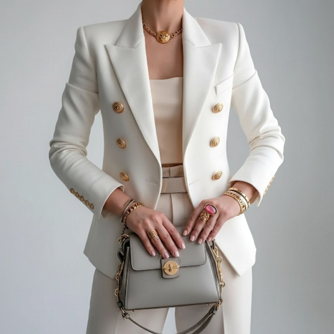 Vivienne | Women's Double-Breasted Blazer, Notch Lapel Blazer Suit | Animated Apparel