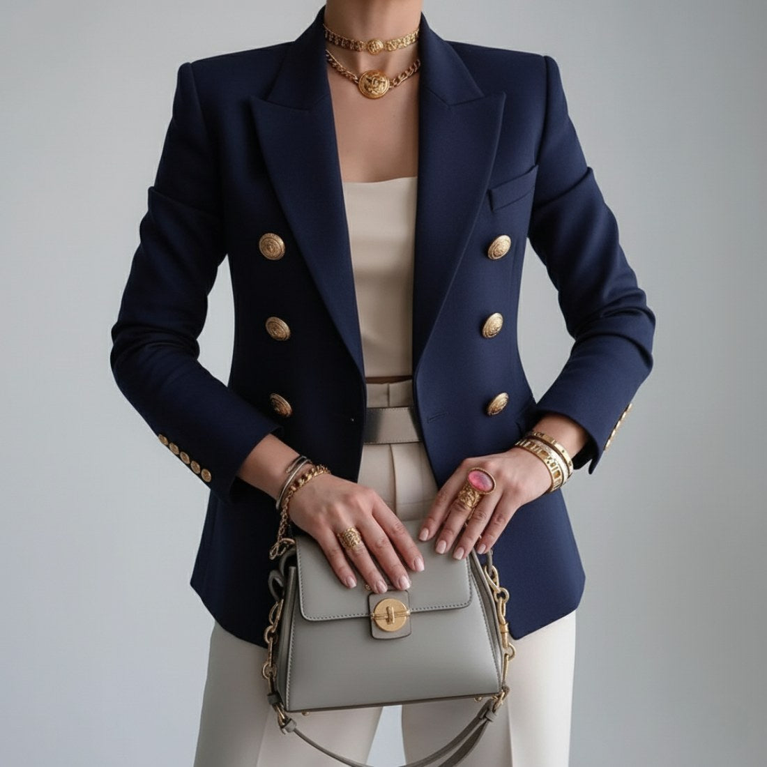 Vivienne | Women's Double-Breasted Blazer, Notch Lapel Blazer Suit | Animated Apparel