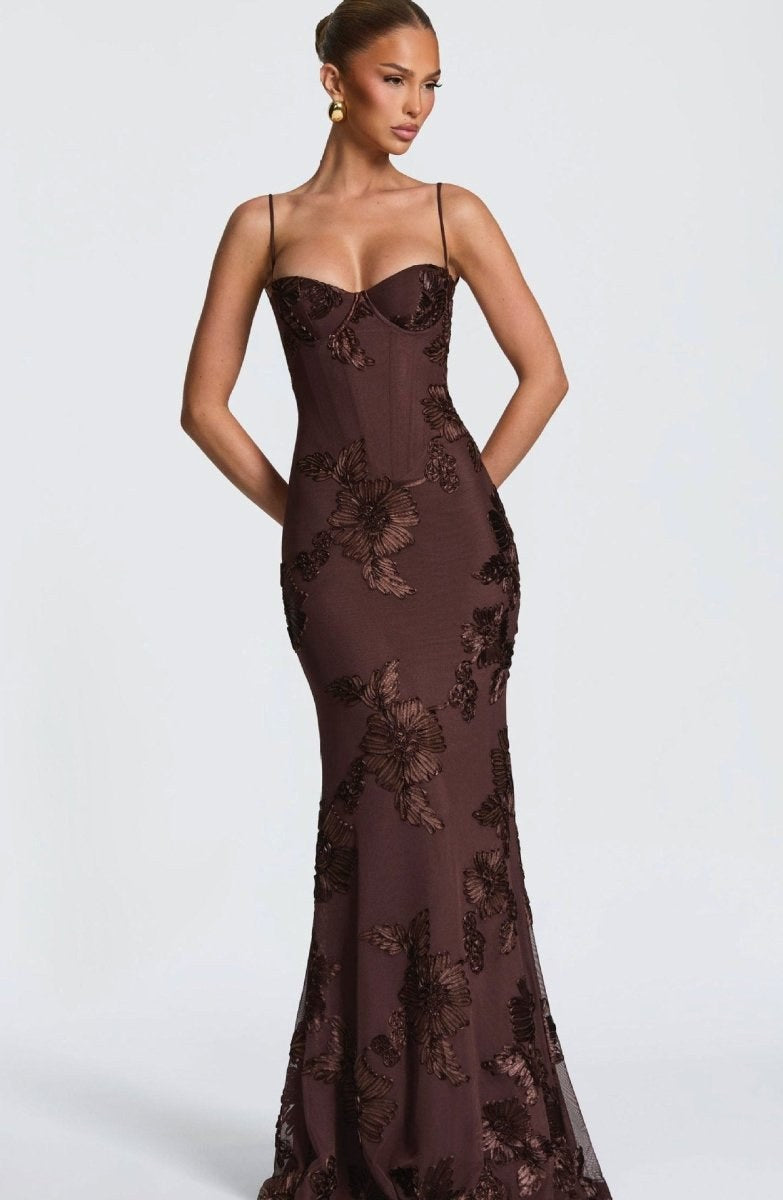 Vivienne | Women's Fitted Lace Maxi Dress - image 4