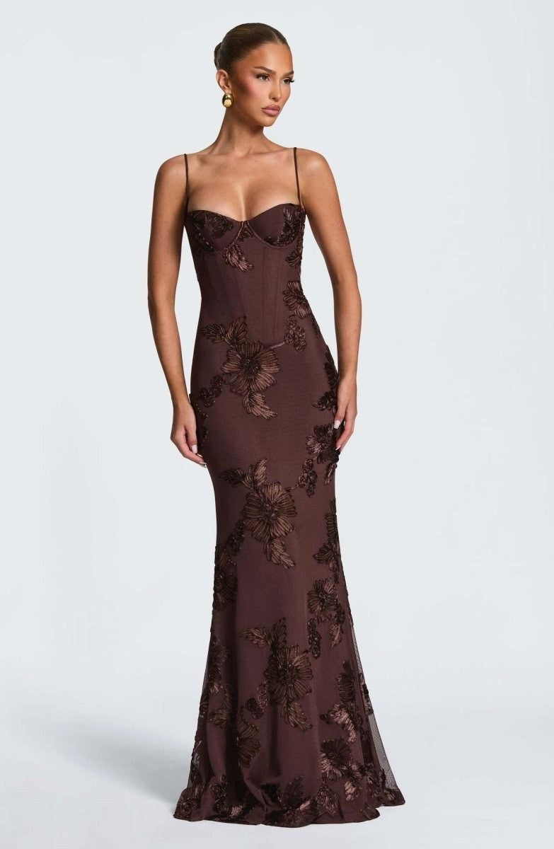 Vivienne | Women's Fitted Lace Maxi Dress - image 5