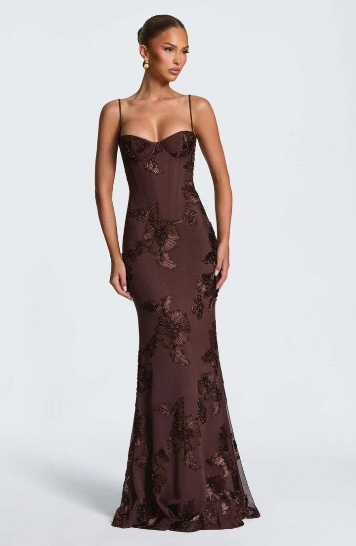 Vivienne | Women's Fitted Lace Maxi Dress - image 5