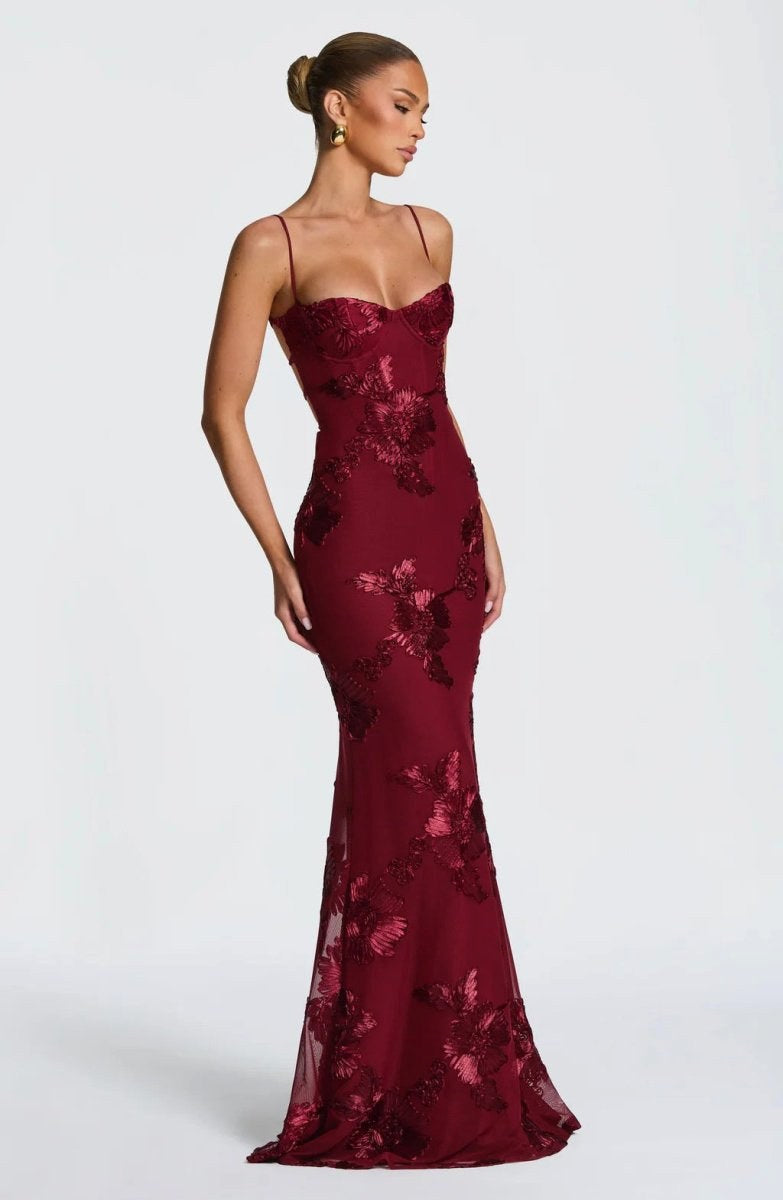Vivienne | Women's Fitted Lace Maxi Dress - image 6