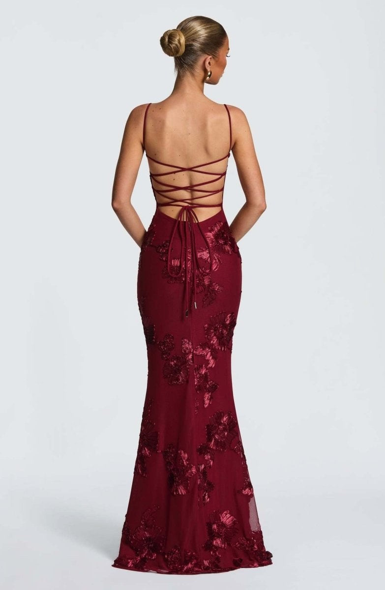 Vivienne | Women's Fitted Lace Maxi Dress - image 7