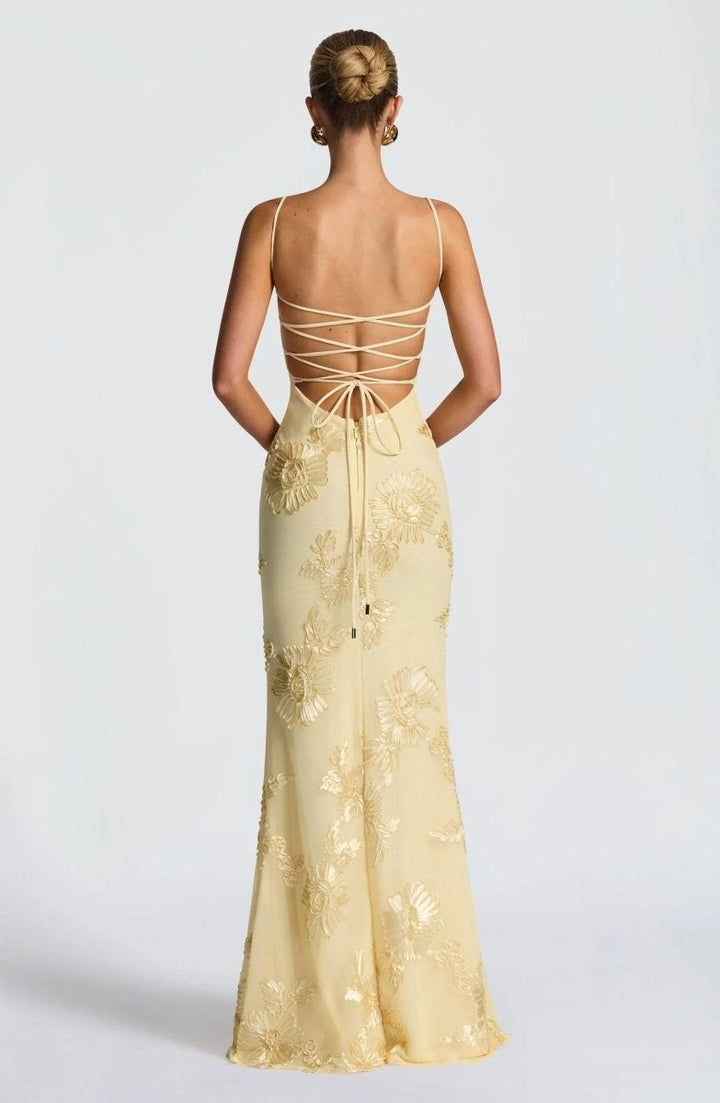 Vivienne | Women's Fitted Lace Maxi Dress - image 9