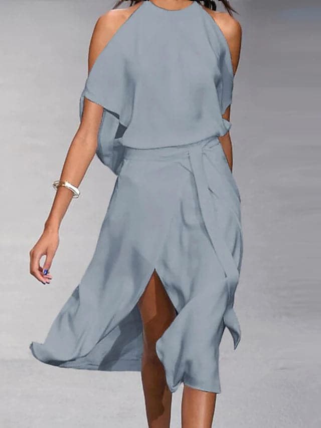 Vivienne | Women's Off-Shoulder Flowing Midi Dress - image 1