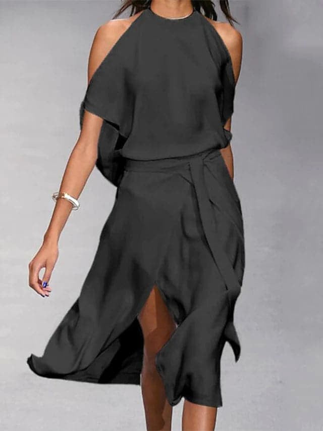Vivienne | Women's Off-Shoulder Flowing Midi Dress - image 2