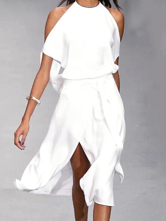 Vivienne | Women's Off-Shoulder Flowing Midi Dress - image 3
