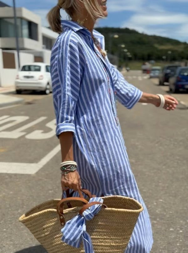 Vivienne | Women's Polo Midi Summer Dress - Roze