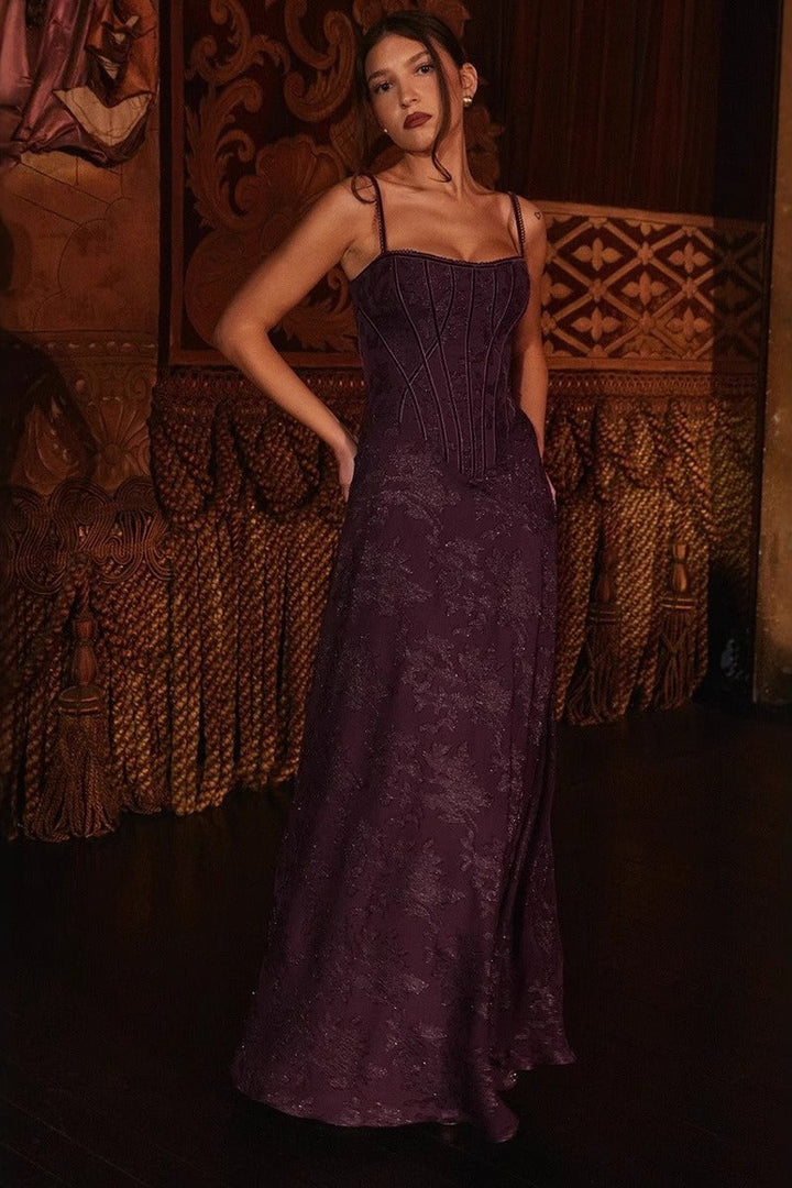 Vivienne | Women's Spaghetti Strap Floral Chiffon Maxi Dress - image 4