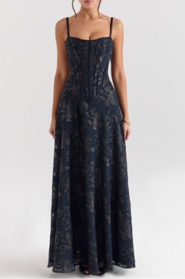 Vivienne | Women's Spaghetti Strap Floral Chiffon Maxi Dress - image 5