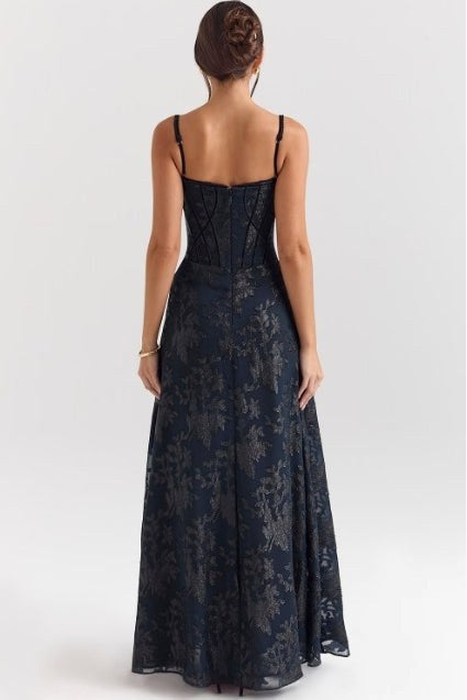 Vivienne | Women's Spaghetti Strap Floral Chiffon Maxi Dress - image 7