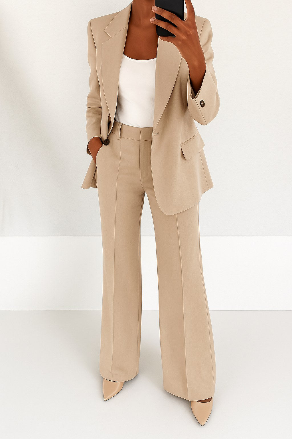 Vivienne | Women's Tailored Blazer and Trouser Set | Animated Apparel | Brown