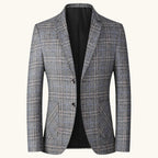 Warren | Men's Checked Lightweight Slim Fit Blazer, Smart Casual Blazer Suit | Animated Apparel | Dark Grey