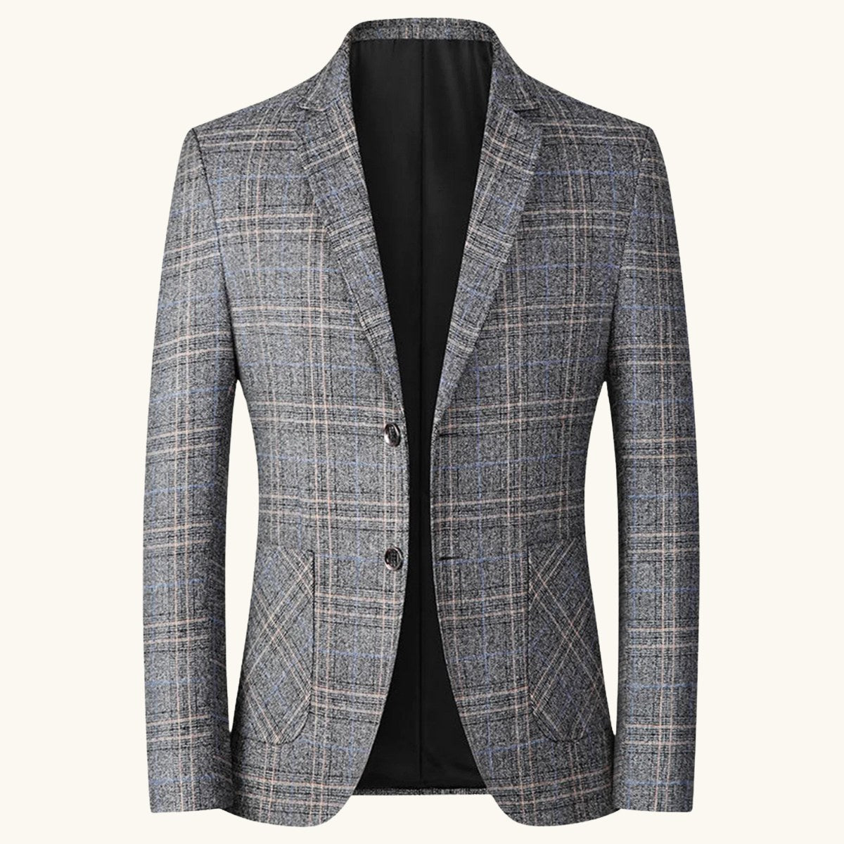 Warren | Men's Checked Lightweight Slim Fit Blazer, Smart Casual Blazer Suit | Animated Apparel | Dark Grey