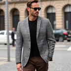 Warren | Men's Checked Lightweight Slim Fit Blazer, Smart Casual Blazer Suit | Animated Apparel | Brown